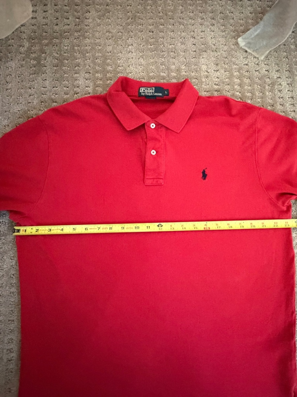 Polo Ralph Lauren Mens L Red Classic Fit Mesh Cotton Short Sleeve Polo Shirt